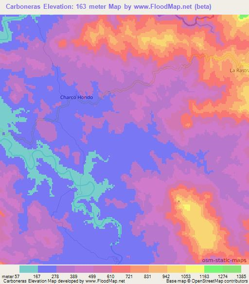 Carboneras,Mexico Elevation Map