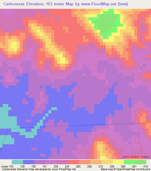 Carboneras,Mexico Elevation Map