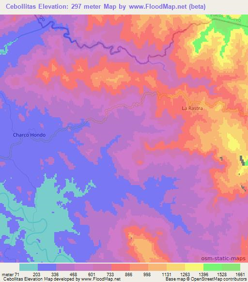 Cebollitas,Mexico Elevation Map