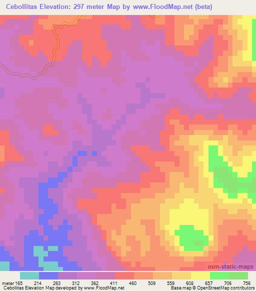 Cebollitas,Mexico Elevation Map