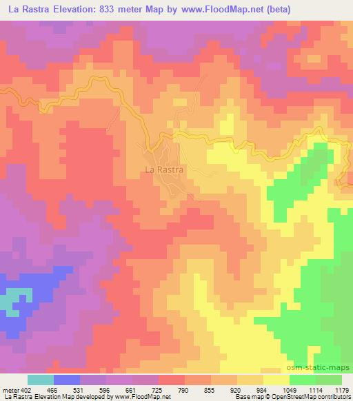 La Rastra,Mexico Elevation Map