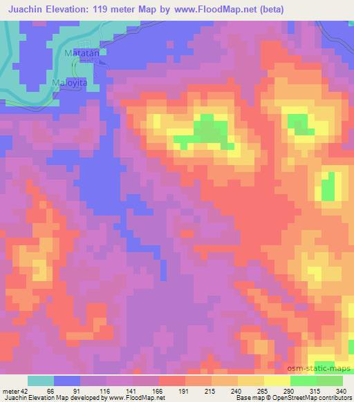 Juachin,Mexico Elevation Map