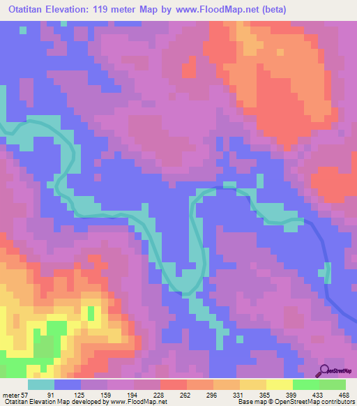 Otatitan,Mexico Elevation Map