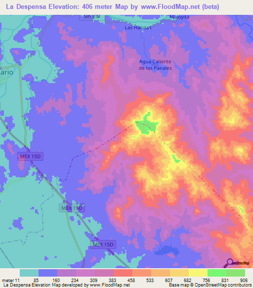 La Despensa,Mexico Elevation Map