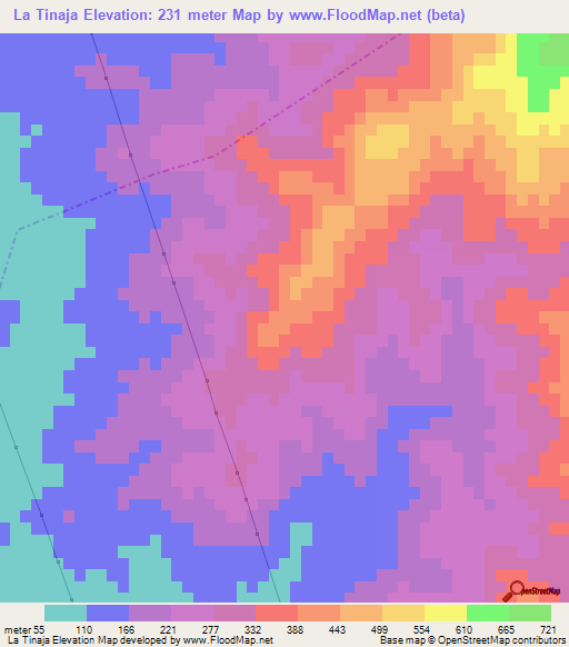 La Tinaja,Mexico Elevation Map