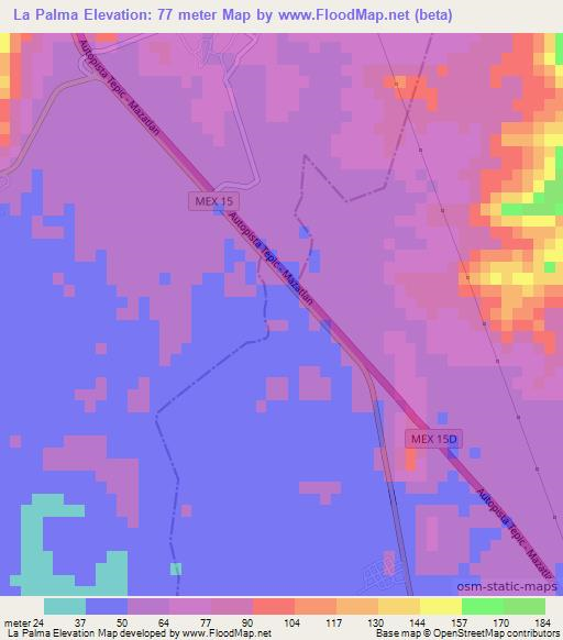 La Palma,Mexico Elevation Map
