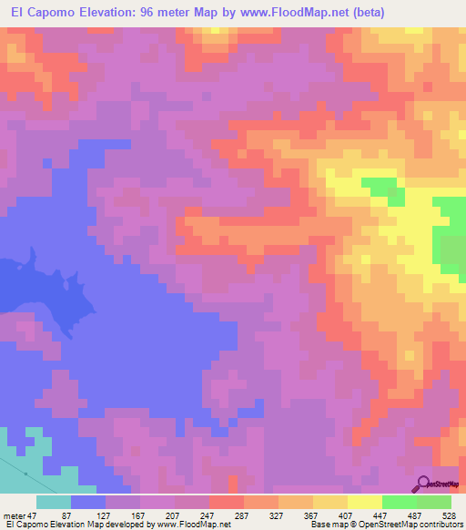 El Capomo,Mexico Elevation Map