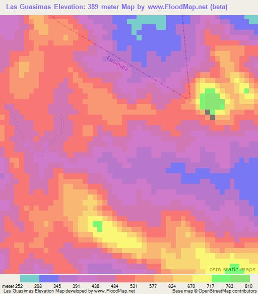 Las Guasimas,Mexico Elevation Map