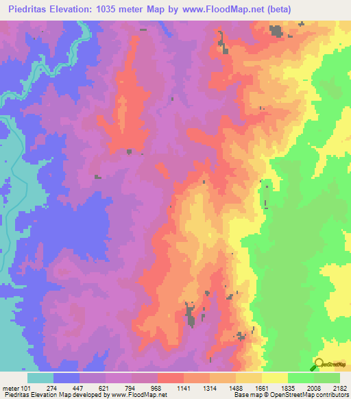 Piedritas,Mexico Elevation Map