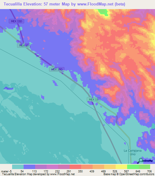 Tecualilla,Mexico Elevation Map