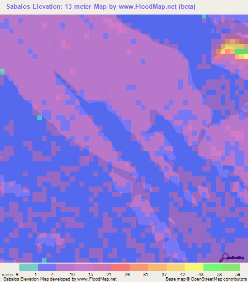 Sabalos,Mexico Elevation Map