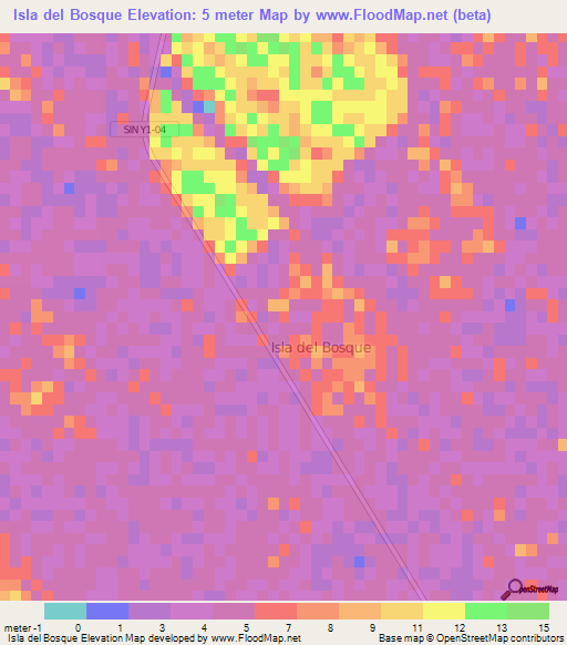 Isla del Bosque,Mexico Elevation Map