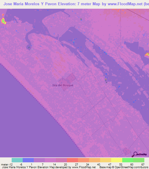 Jose Maria Morelos Y Pavon,Mexico Elevation Map