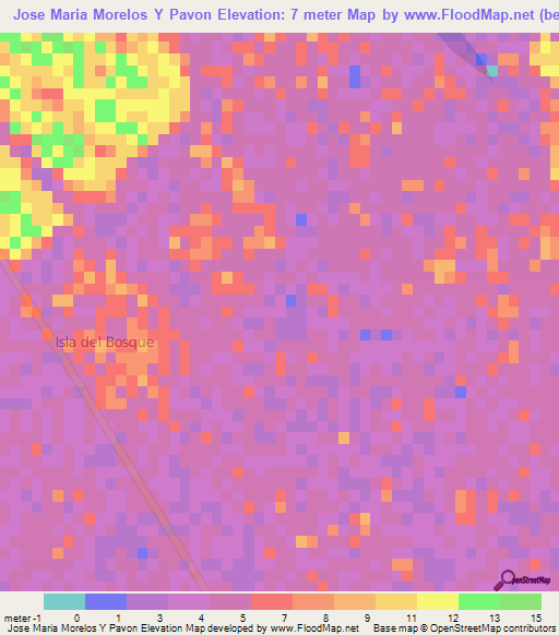 Jose Maria Morelos Y Pavon,Mexico Elevation Map