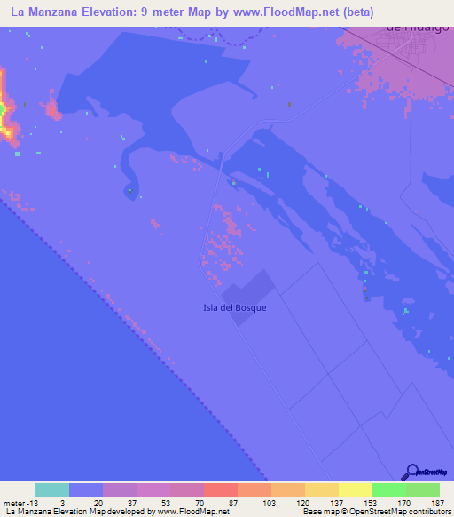 La Manzana,Mexico Elevation Map