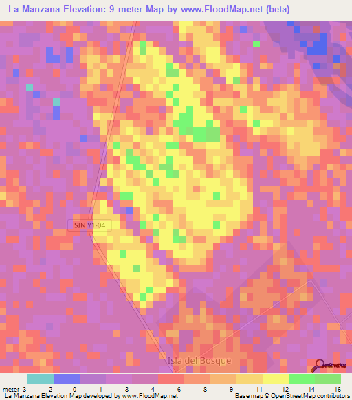 La Manzana,Mexico Elevation Map