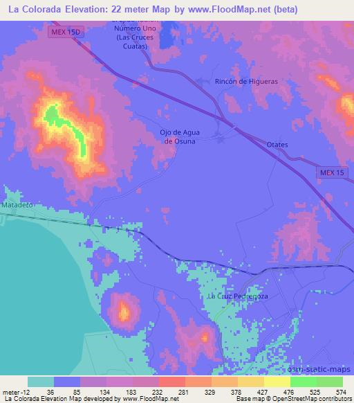 La Colorada,Mexico Elevation Map