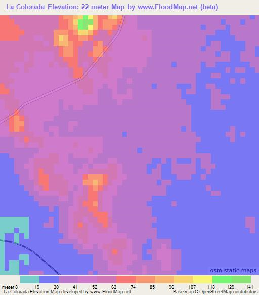 La Colorada,Mexico Elevation Map