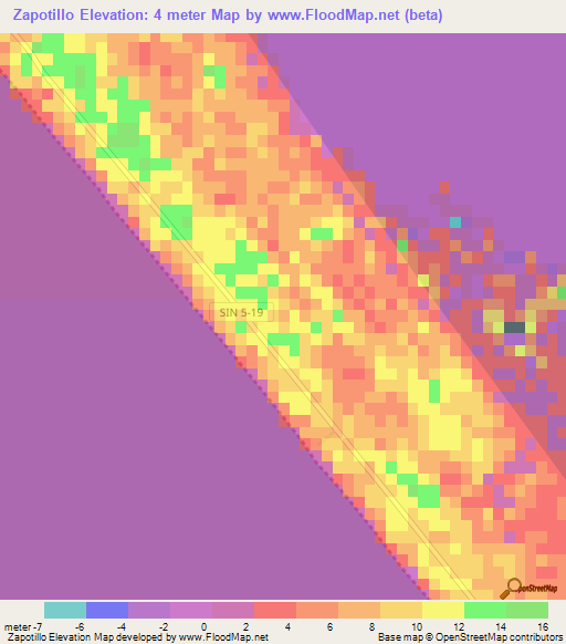 Zapotillo,Mexico Elevation Map