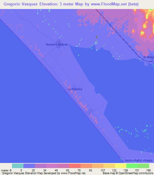 Gregorio Vasquez,Mexico Elevation Map