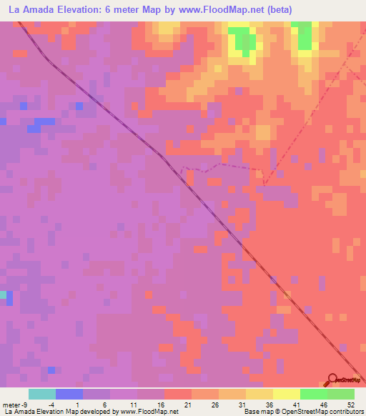 La Amada,Mexico Elevation Map