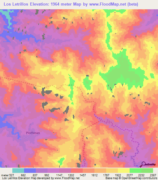 Los Letrillos,Mexico Elevation Map