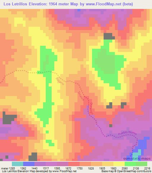 Los Letrillos,Mexico Elevation Map