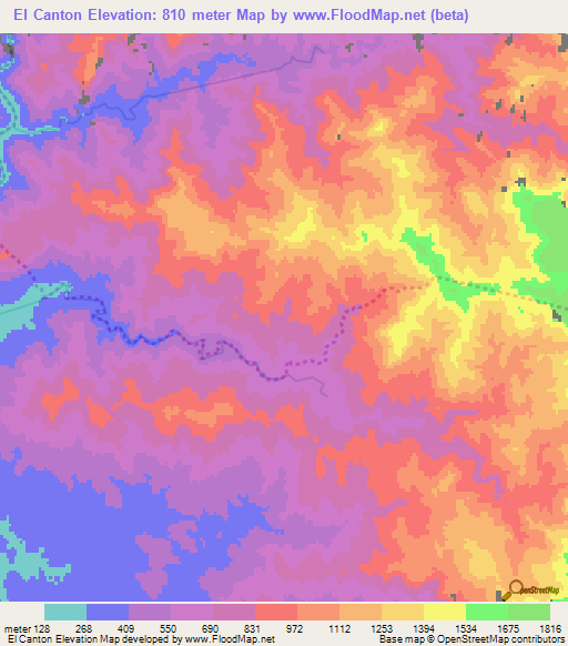 El Canton,Mexico Elevation Map