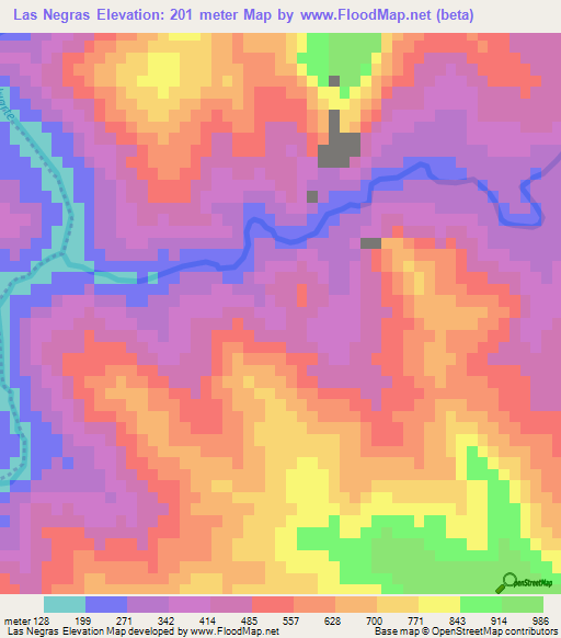 Las Negras,Mexico Elevation Map