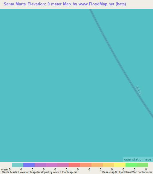 Santa Marta,Mexico Elevation Map