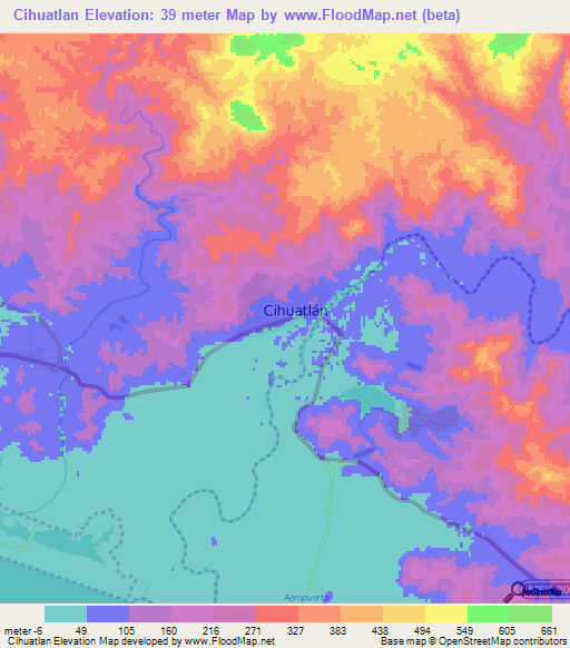 Cihuatlan,Mexico Elevation Map