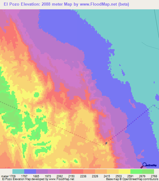 El Pozo,Mexico Elevation Map