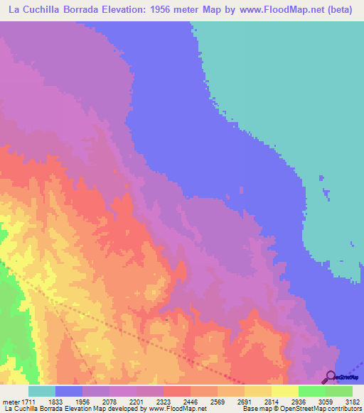 La Cuchilla Borrada,Mexico Elevation Map