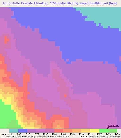 La Cuchilla Borrada,Mexico Elevation Map