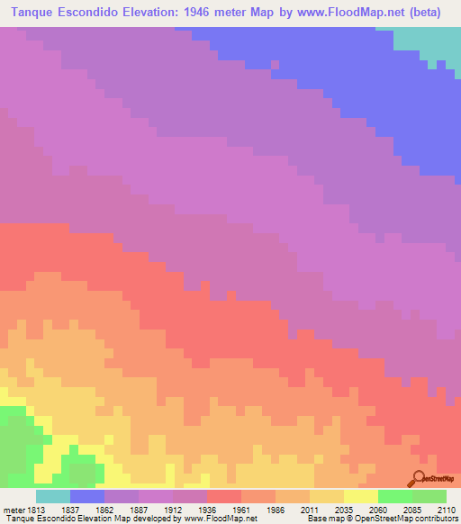 Tanque Escondido,Mexico Elevation Map