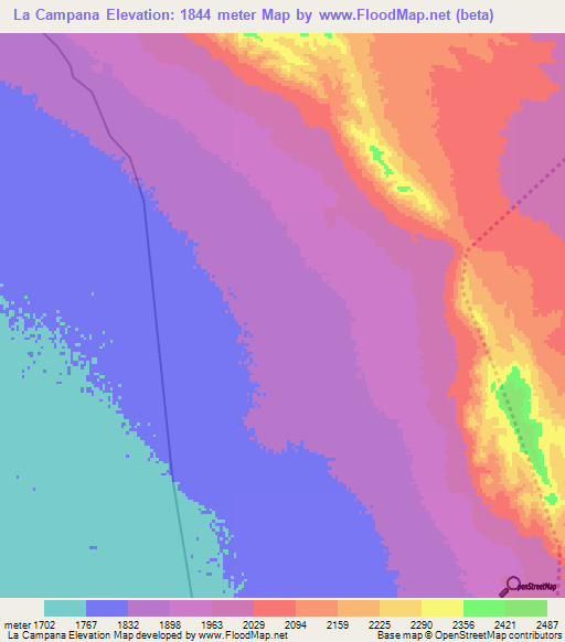 La Campana,Mexico Elevation Map