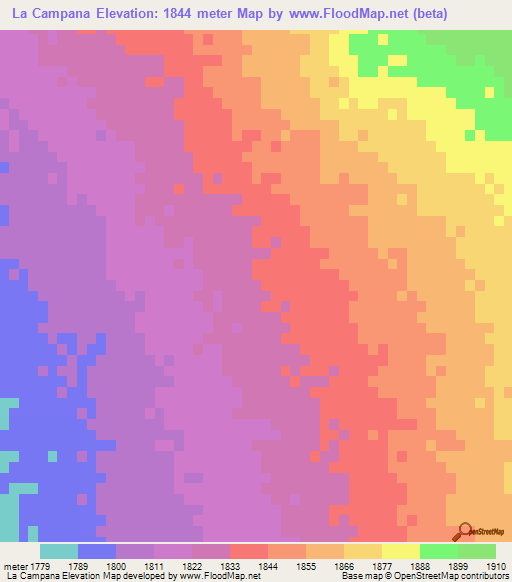 La Campana,Mexico Elevation Map