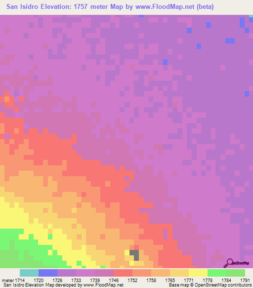 San Isidro,Mexico Elevation Map