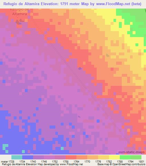 Refugio de Altamira,Mexico Elevation Map