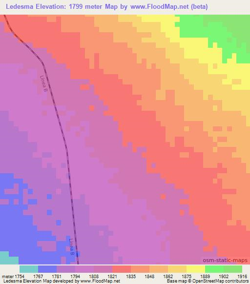 Ledesma,Mexico Elevation Map