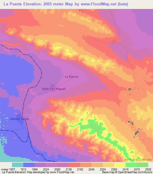 La Puerta,Mexico Elevation Map