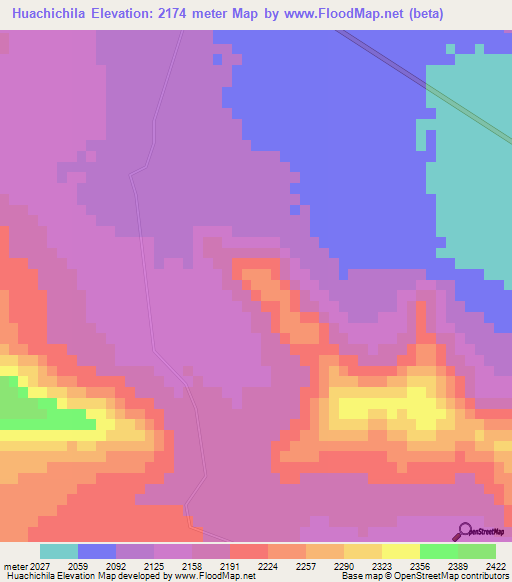 Huachichila,Mexico Elevation Map