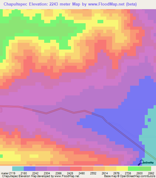 Chapultepec,Mexico Elevation Map