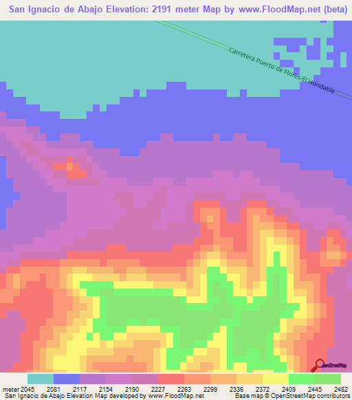 San Ignacio de Abajo,Mexico Elevation Map