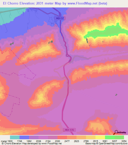 El Chorro,Mexico Elevation Map