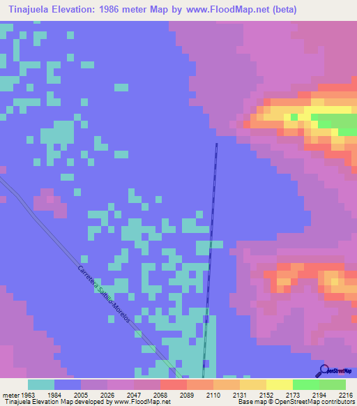 Tinajuela,Mexico Elevation Map