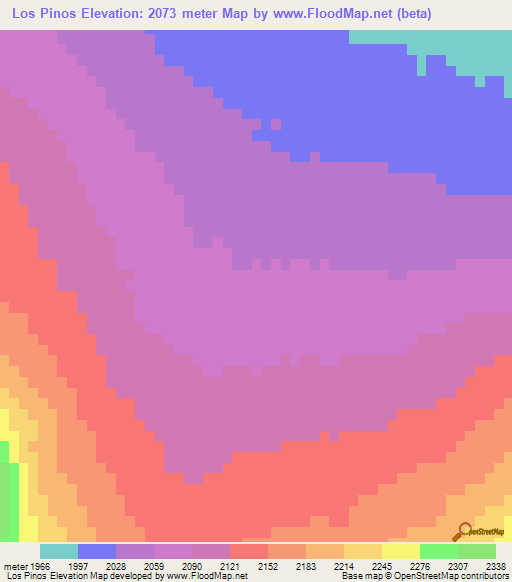 Los Pinos,Mexico Elevation Map