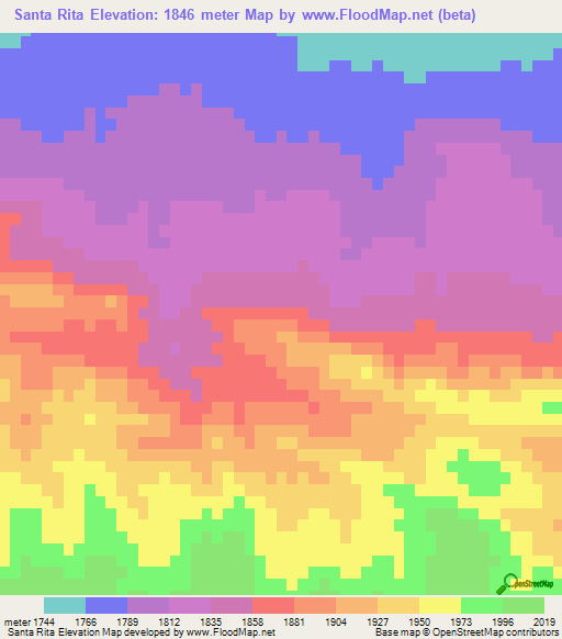 Santa Rita,Mexico Elevation Map