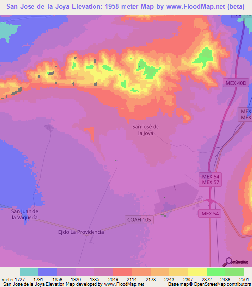 San Jose de la Joya,Mexico Elevation Map