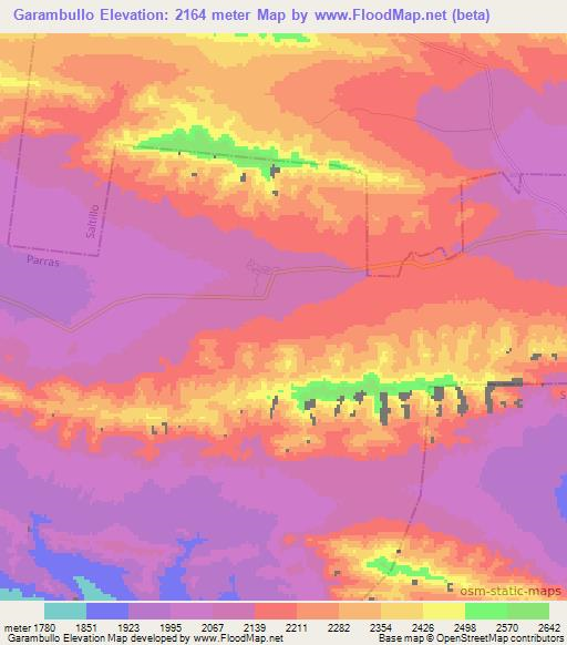 Garambullo,Mexico Elevation Map